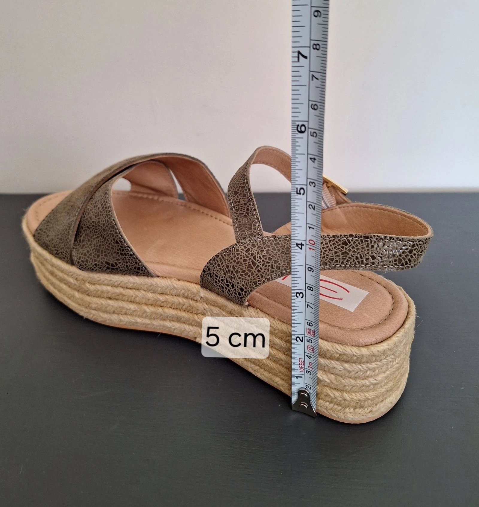 Green leather espadrilles / sandals with platform sole size 40 – photo 6